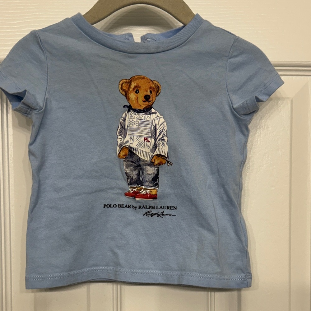 Ralph Lauren Light Blue Baby Polo Bear Graphic Tee